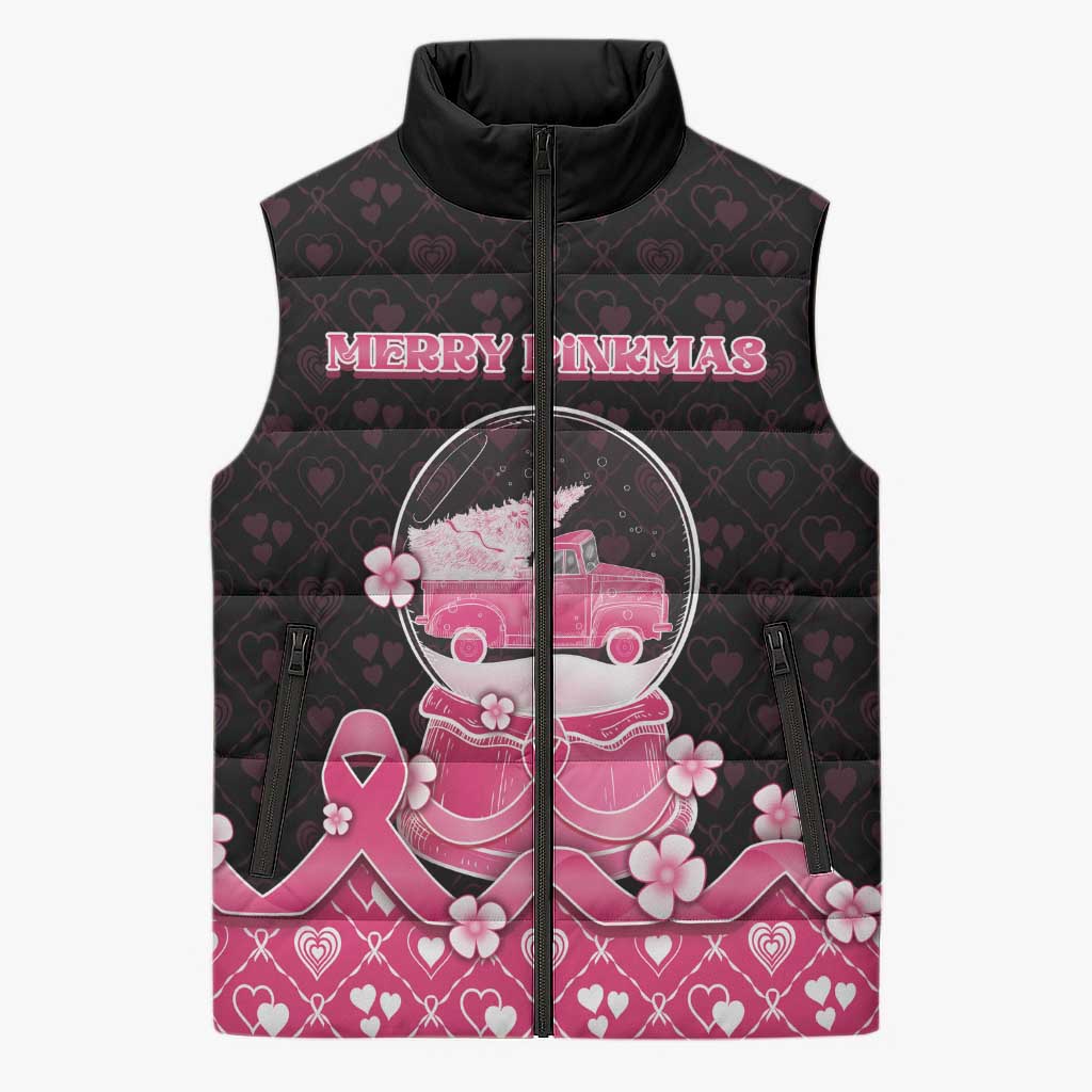 Breast Cancer Christmas Sleeveless Puffer Jacket Merry Pinkmas - Wonder Print Shop