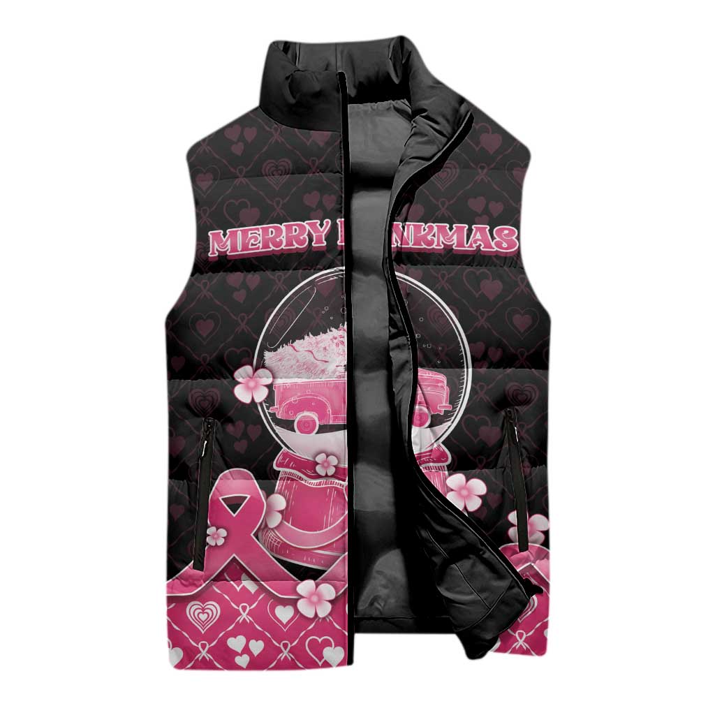 Breast Cancer Christmas Sleeveless Puffer Jacket Merry Pinkmas - Wonder Print Shop