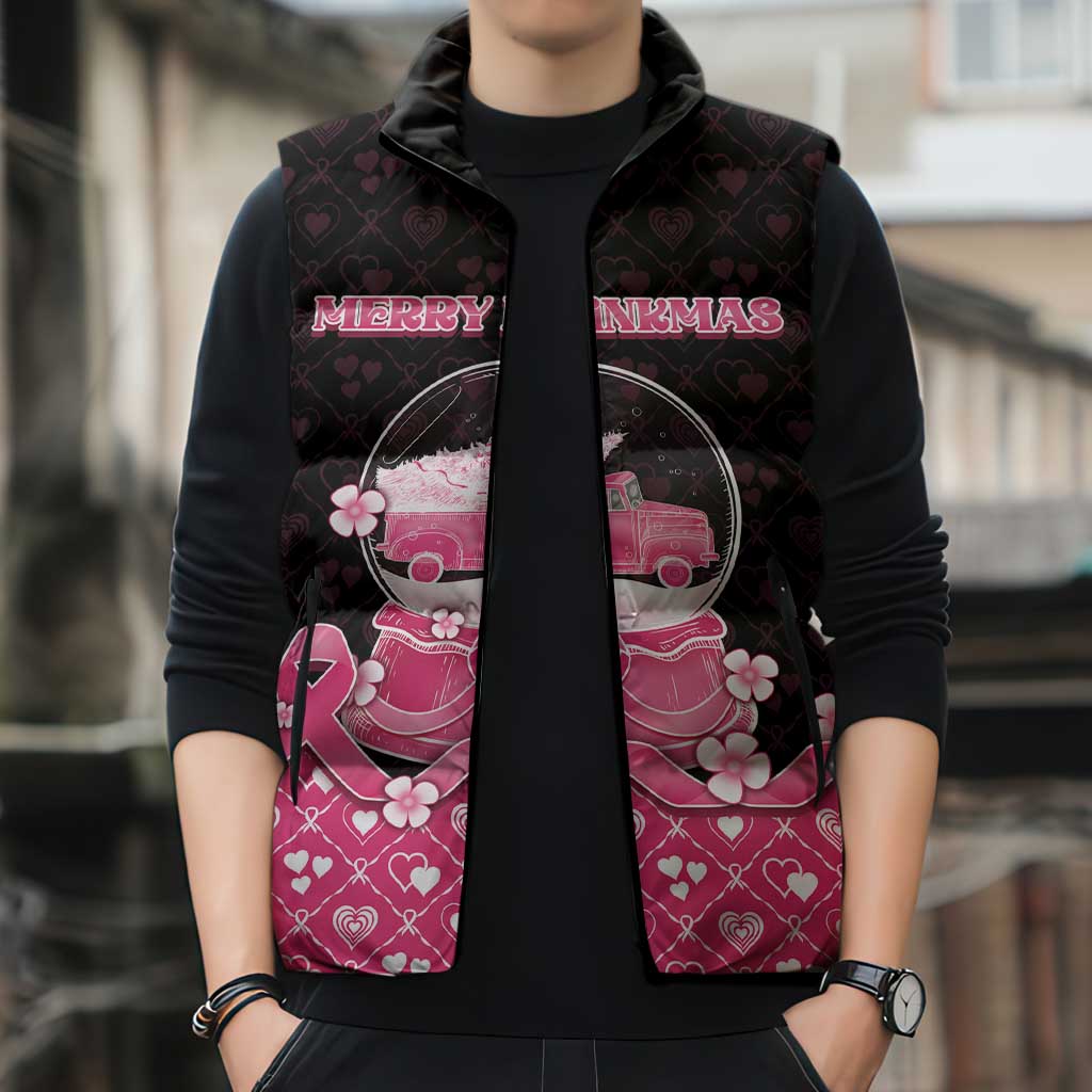 Breast Cancer Christmas Sleeveless Puffer Jacket Merry Pinkmas - Wonder Print Shop