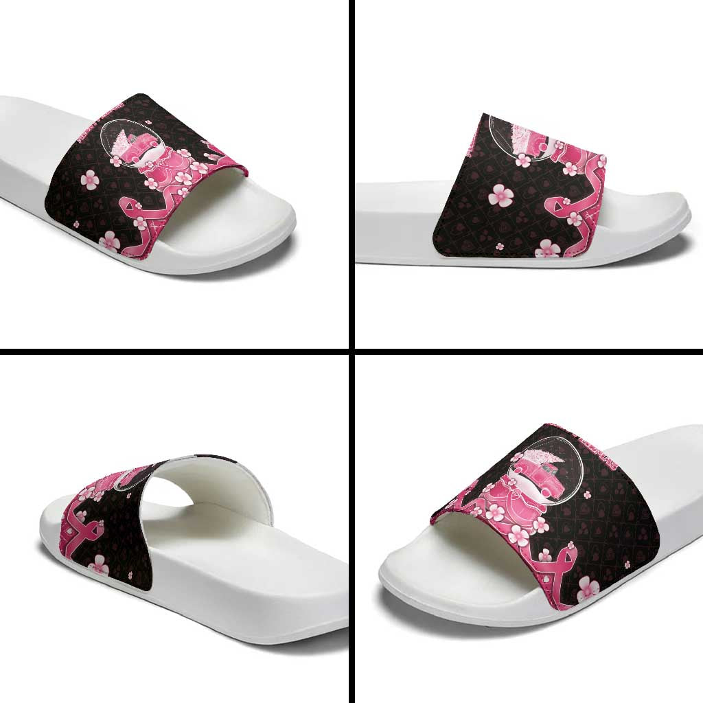 Breast Cancer Christmas Slide Sandals Merry Pinkmas - Wonder Print Shop