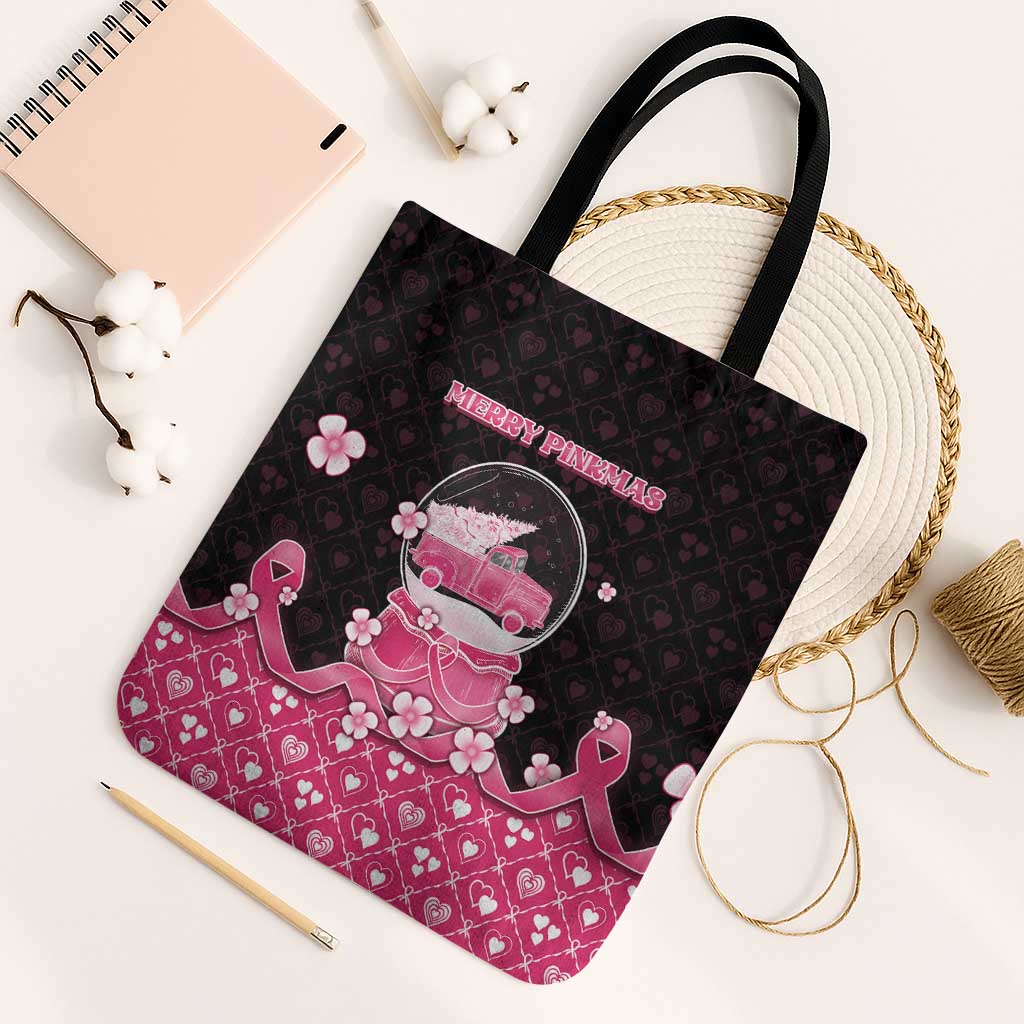 Breast Cancer Christmas Tote Bag Merry Pinkmas - Wonder Print Shop