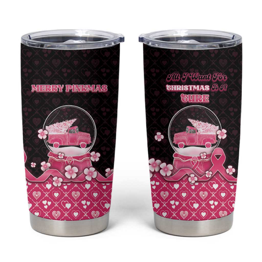Breast Cancer Christmas Tumbler Cup Merry Pinkmas - Wonder Print Shop