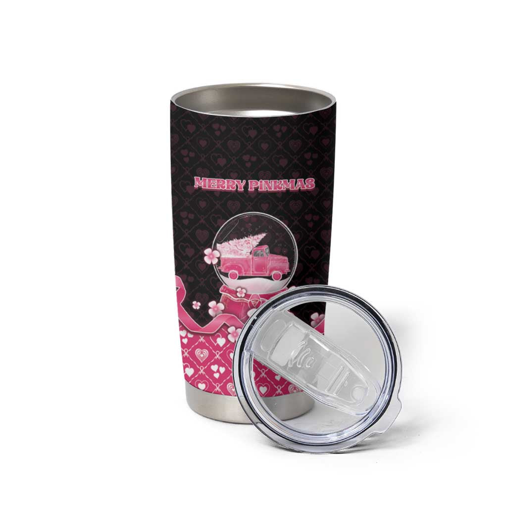 Breast Cancer Christmas Tumbler Cup Merry Pinkmas - Wonder Print Shop