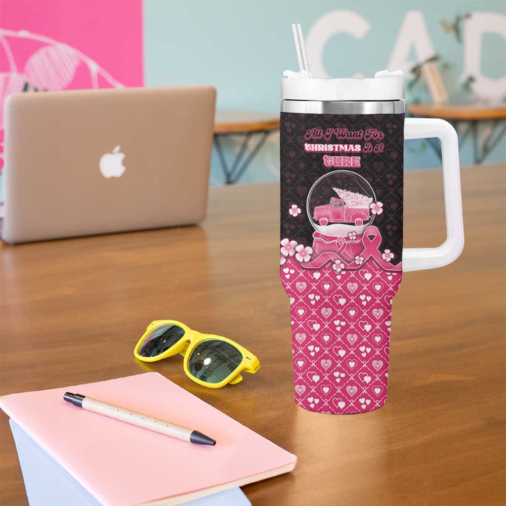 Breast Cancer Christmas Tumbler With Handle Merry Pinkmas - Wonder Print Shop