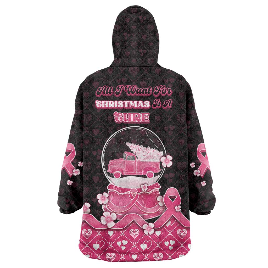 Breast Cancer Christmas Wearable Blanket Hoodie Merry Pinkmas - Wonder Print Shop