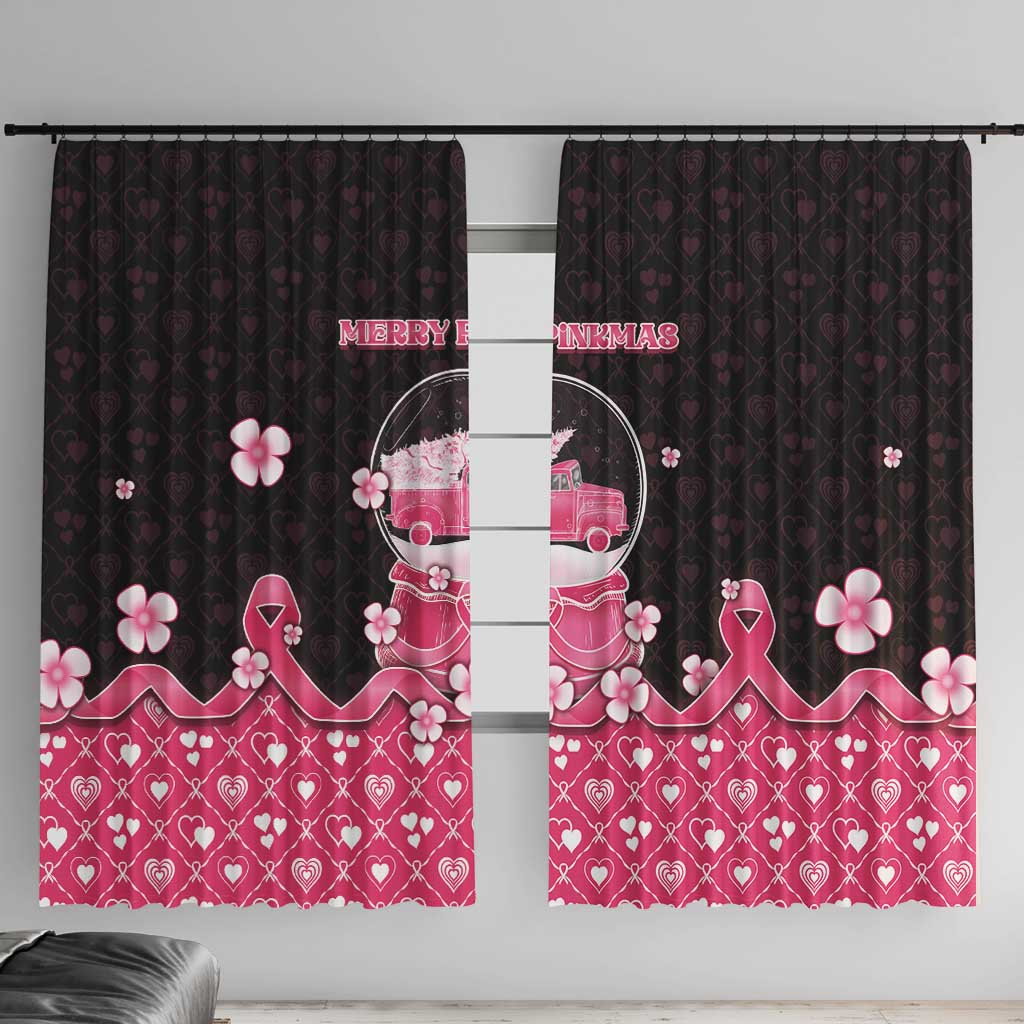 Breast Cancer Christmas Window Curtain Merry Pinkmas - Wonder Print Shop