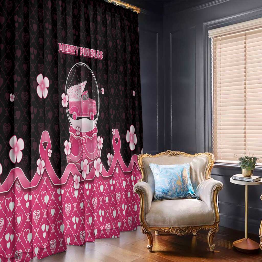 Breast Cancer Christmas Window Curtain Merry Pinkmas - Wonder Print Shop