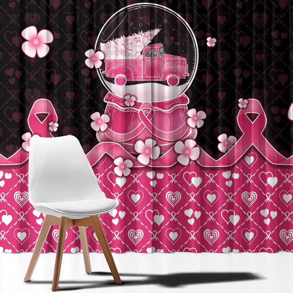 Breast Cancer Christmas Window Curtain Merry Pinkmas - Wonder Print Shop