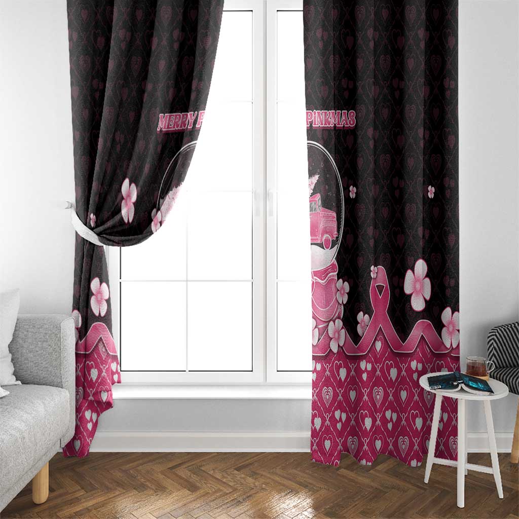Breast Cancer Christmas Window Curtain Merry Pinkmas - Wonder Print Shop