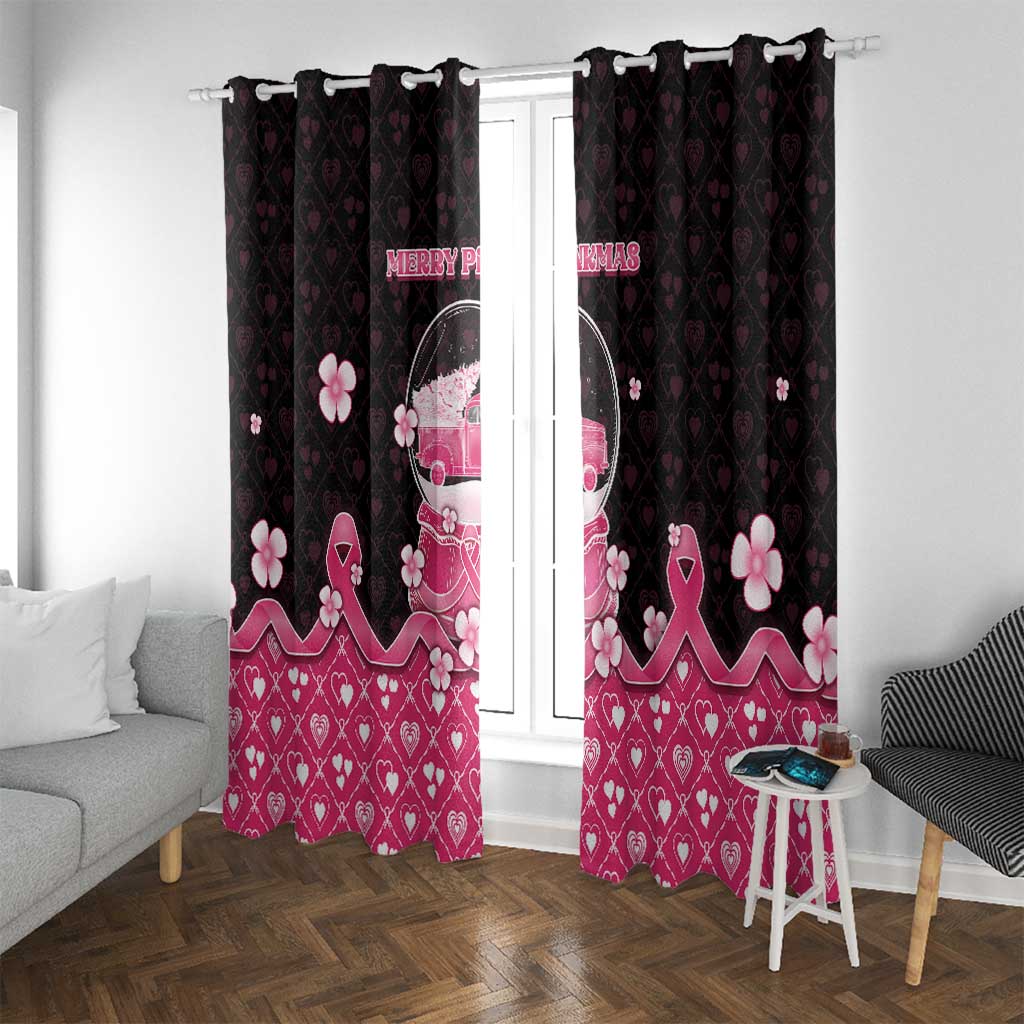 Breast Cancer Christmas Window Curtain Merry Pinkmas - Wonder Print Shop