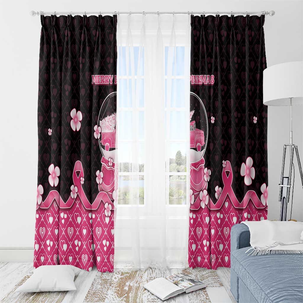Breast Cancer Christmas Window Curtain Merry Pinkmas - Wonder Print Shop
