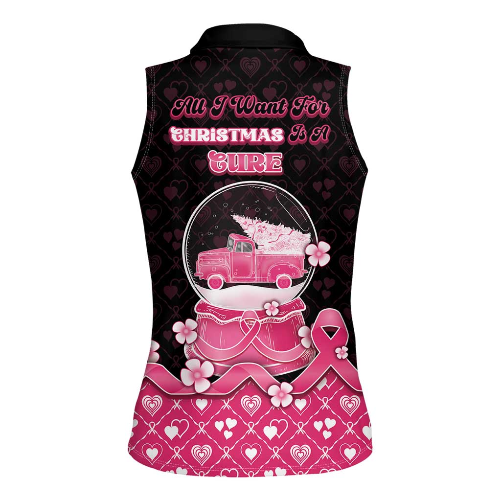 Breast Cancer Christmas Women Sleeveless Polo Shirt Merry Pinkmas - Wonder Print Shop