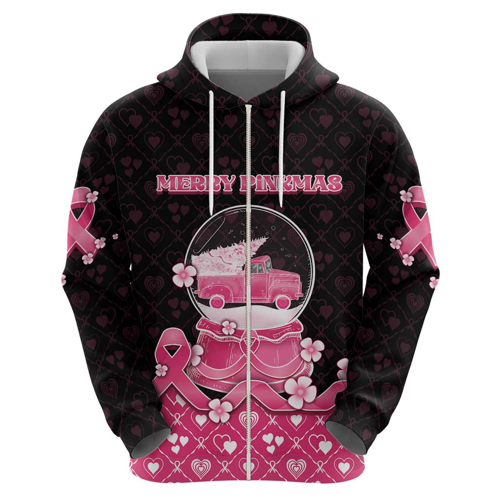 Breast Cancer Christmas Zip Hoodie Merry Pinkmas - Wonder Print Shop