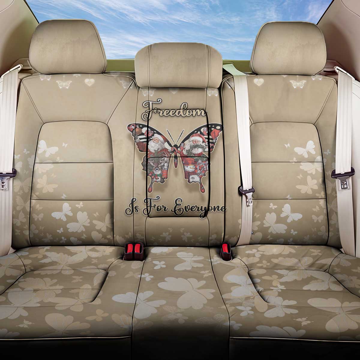 Butterfly Christmas Back Car Seat Cover Freedom Is For Everyone - Wonder Print Shop