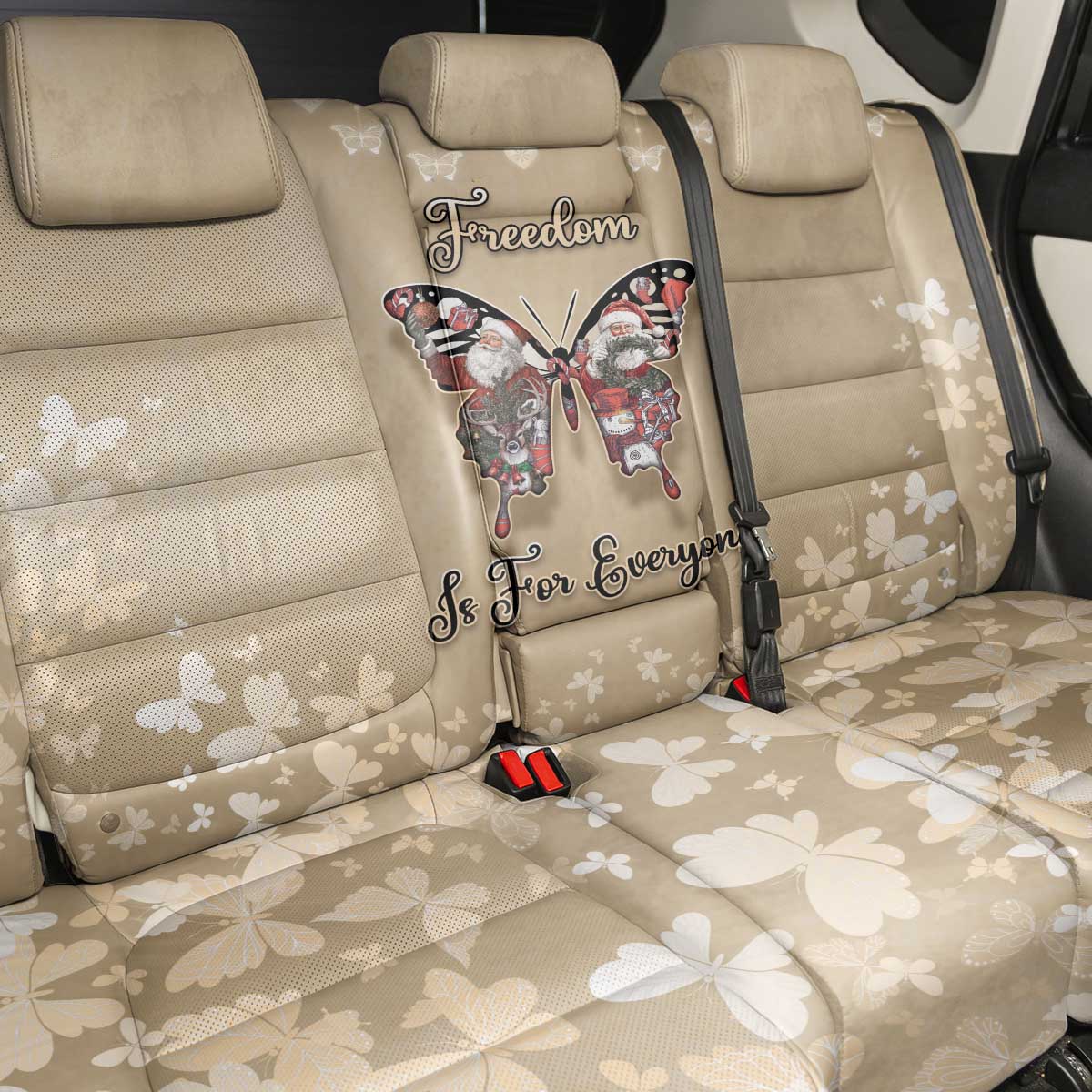 Butterfly Christmas Back Car Seat Cover Freedom Is For Everyone - Wonder Print Shop