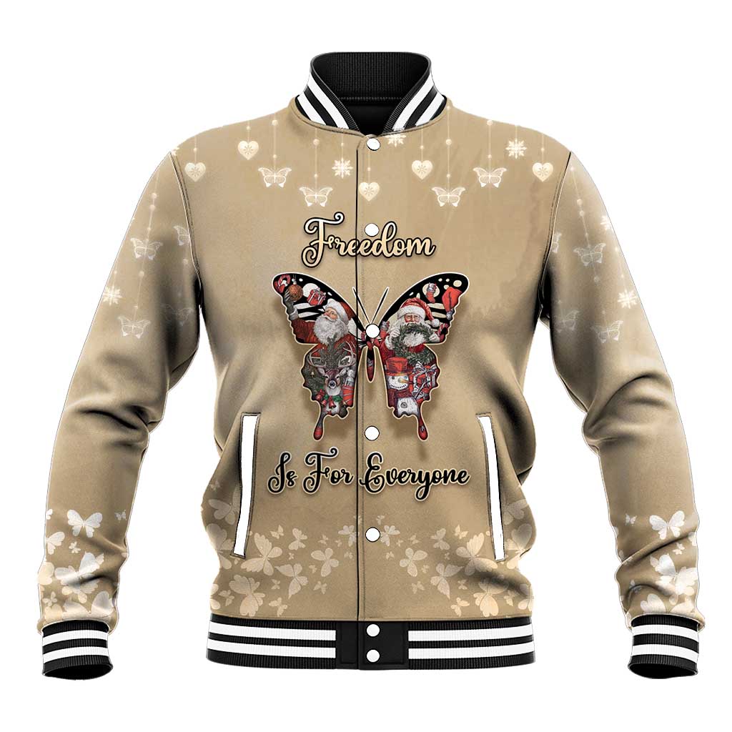 Butterfly Christmas Baseball Jacket Freedom Is For Everyone - Wonder Print Shop