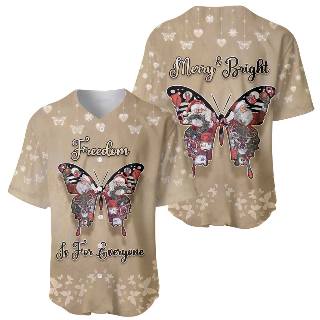 Butterfly Christmas Baseball Jersey Freedom Is For Everyone - Wonder Print Shop