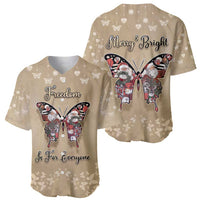Butterfly Christmas Baseball Jersey Freedom Is For Everyone - Wonder Print Shop