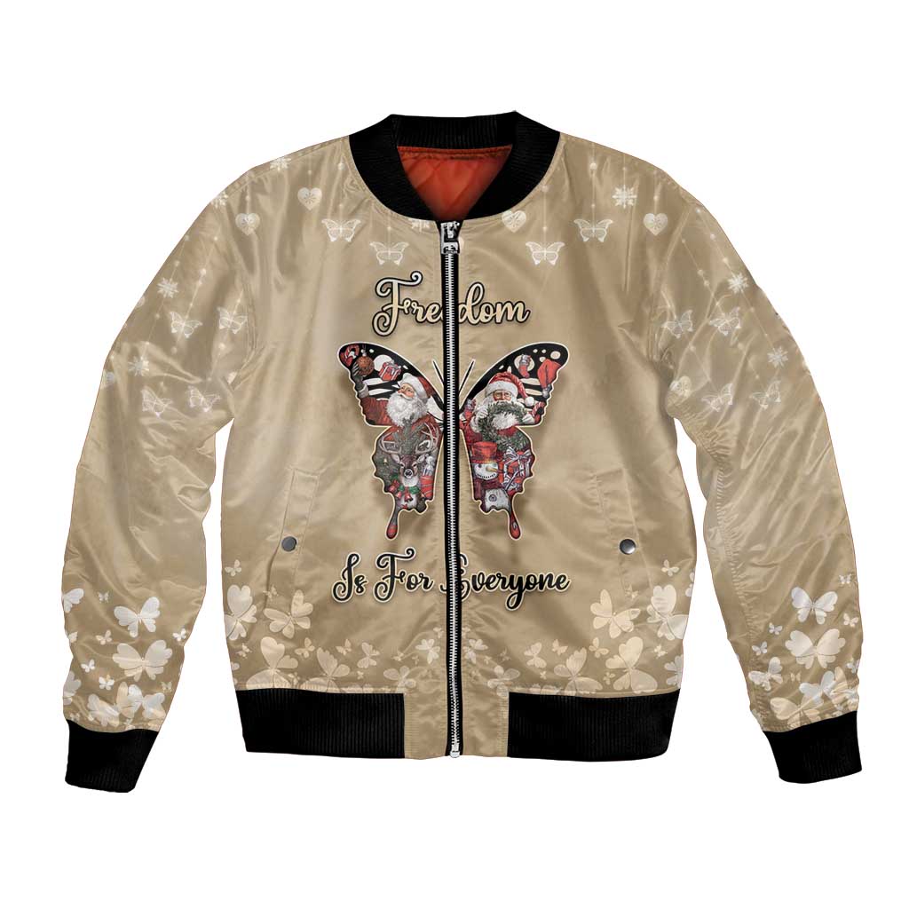 Butterfly Christmas Bomber Jacket Freedom Is For Everyone - Wonder Print Shop