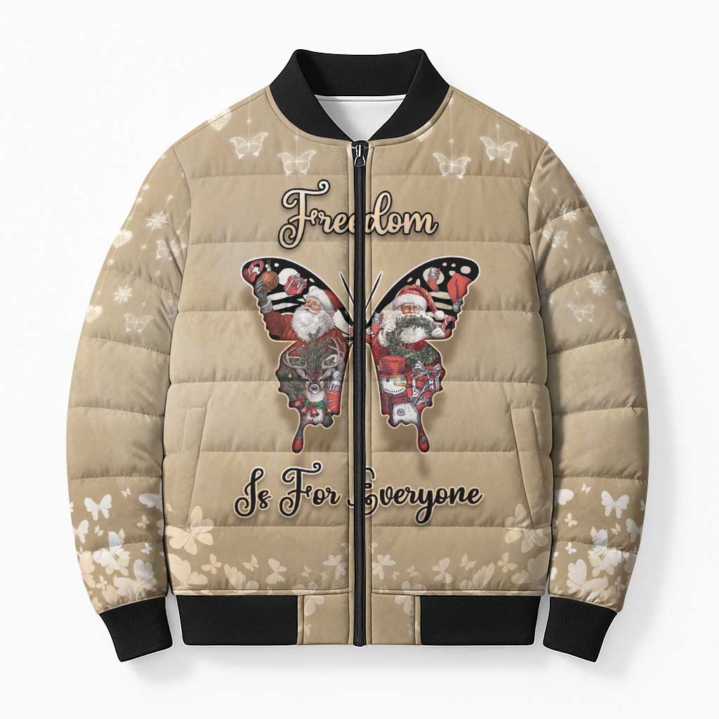 Butterfly Christmas Bomber Puffer Jacket Freedom Is For Everyone - Wonder Print Shop