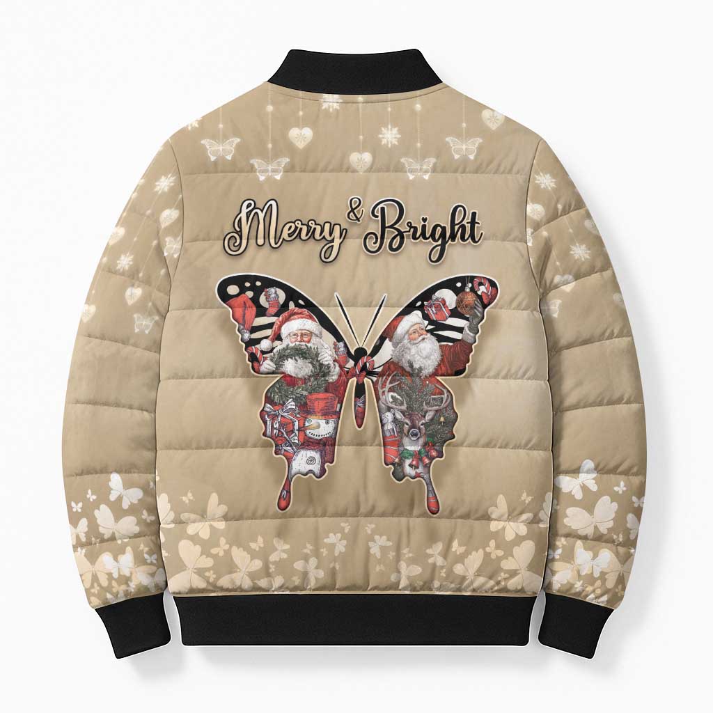 Butterfly Christmas Bomber Puffer Jacket Freedom Is For Everyone - Wonder Print Shop