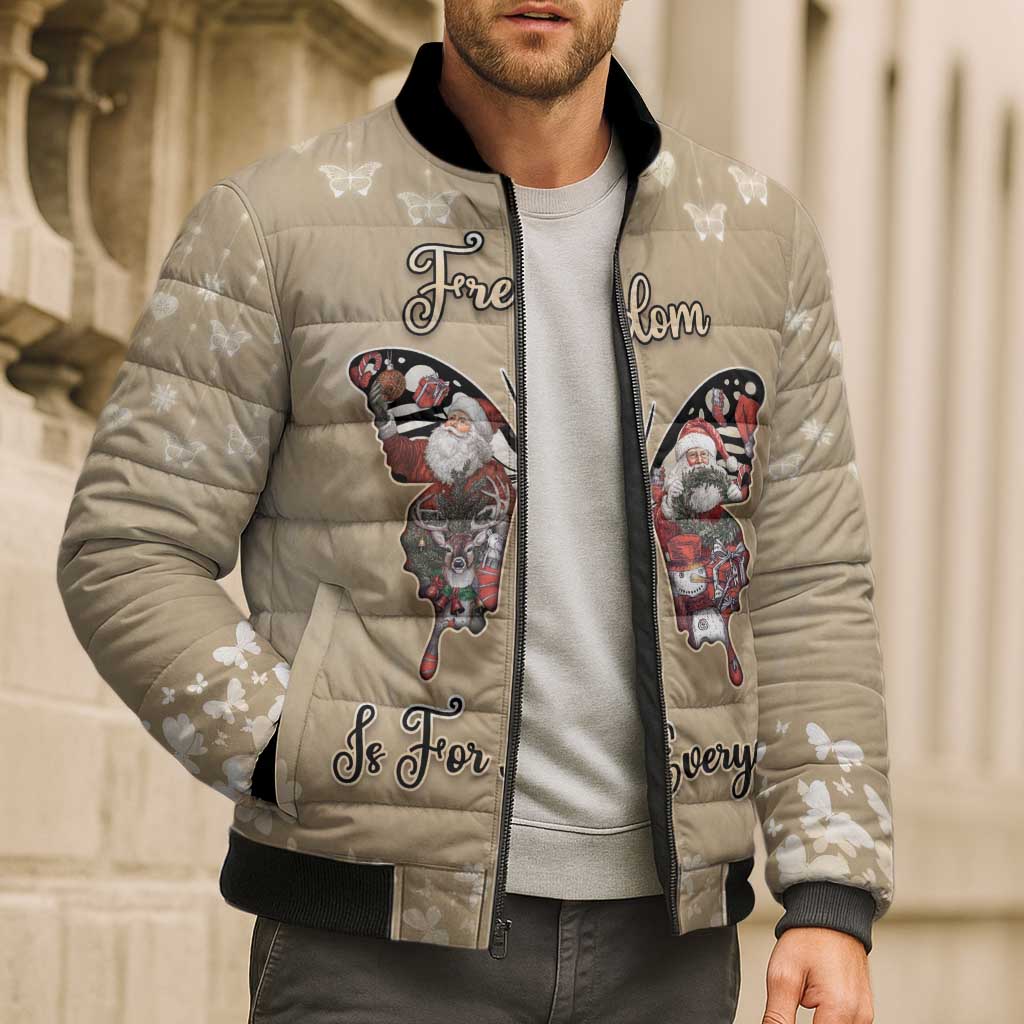 Butterfly Christmas Bomber Puffer Jacket Freedom Is For Everyone - Wonder Print Shop