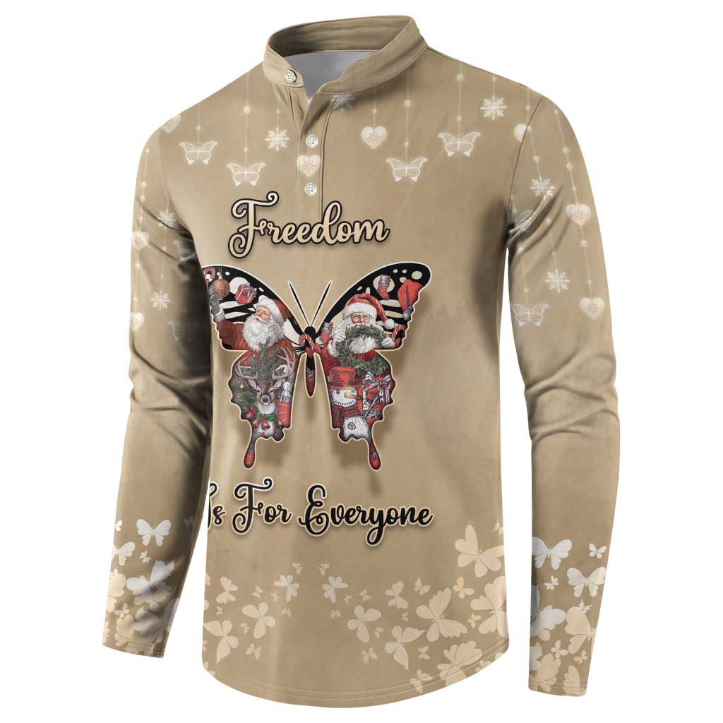 Butterfly Christmas Button Sweatshirt Freedom Is For Everyone - Wonder Print Shop