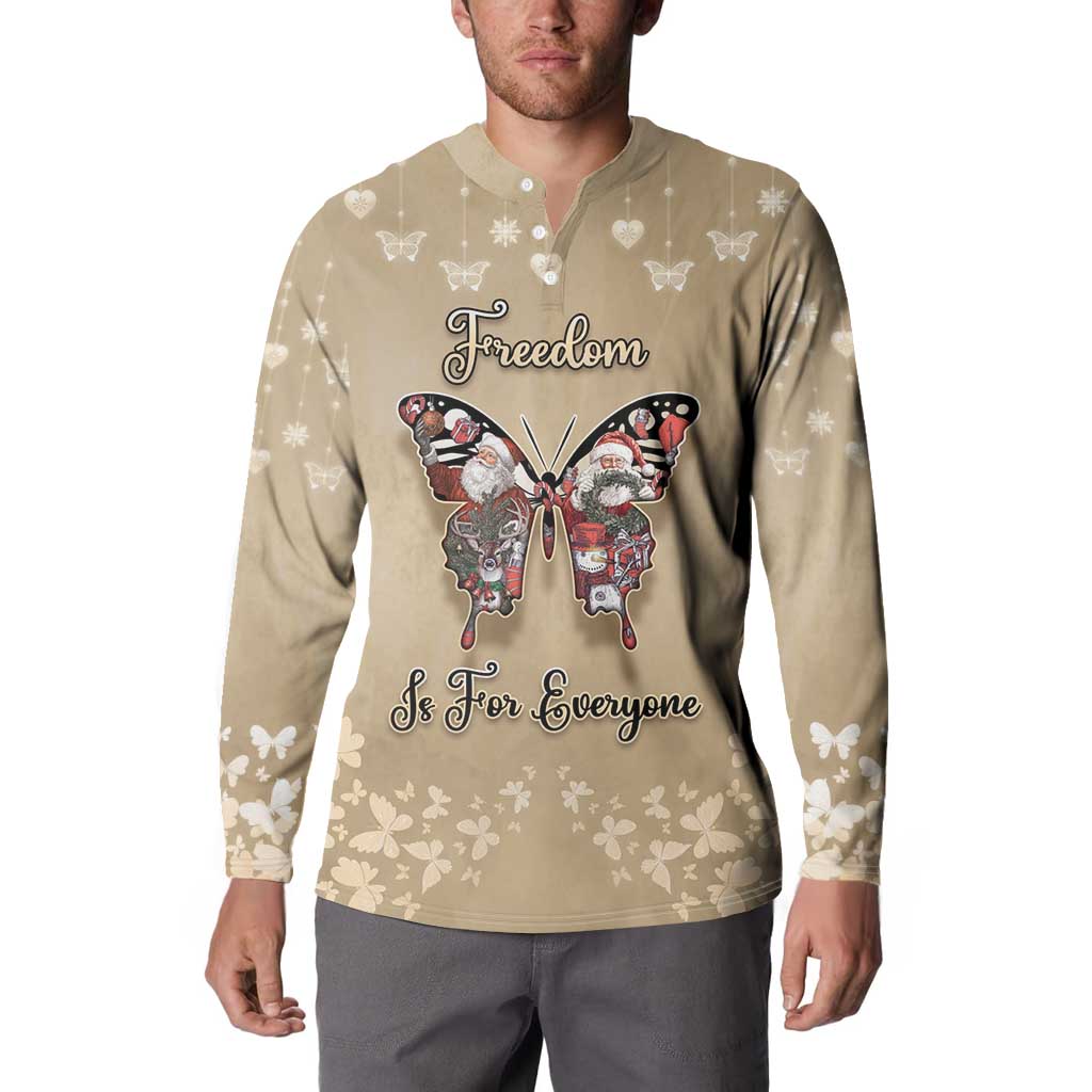 Butterfly Christmas Button Sweatshirt Freedom Is For Everyone - Wonder Print Shop