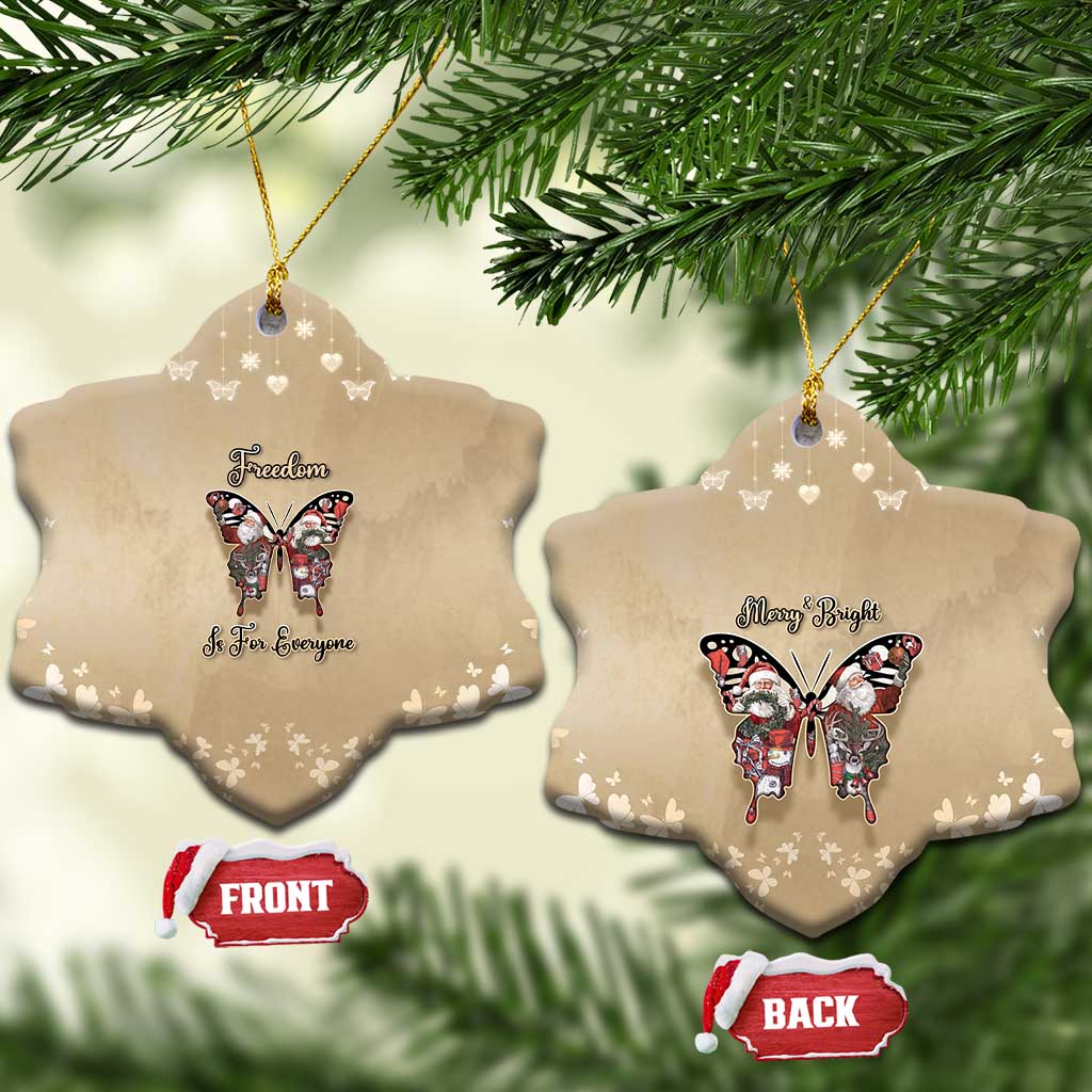 Butterfly Christmas Ceramic Ornament Freedom Is For Everyone - Wonder Print Shop