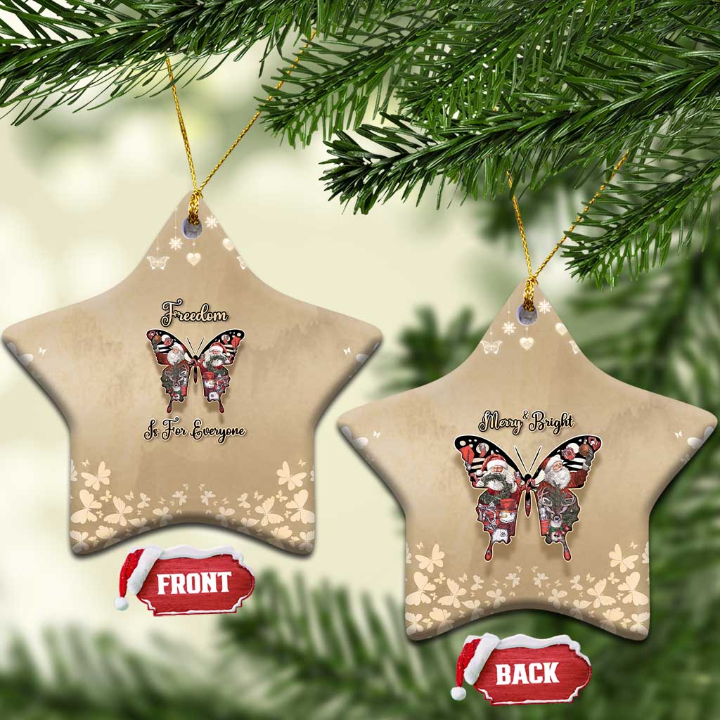 Butterfly Christmas Ceramic Ornament Freedom Is For Everyone - Wonder Print Shop