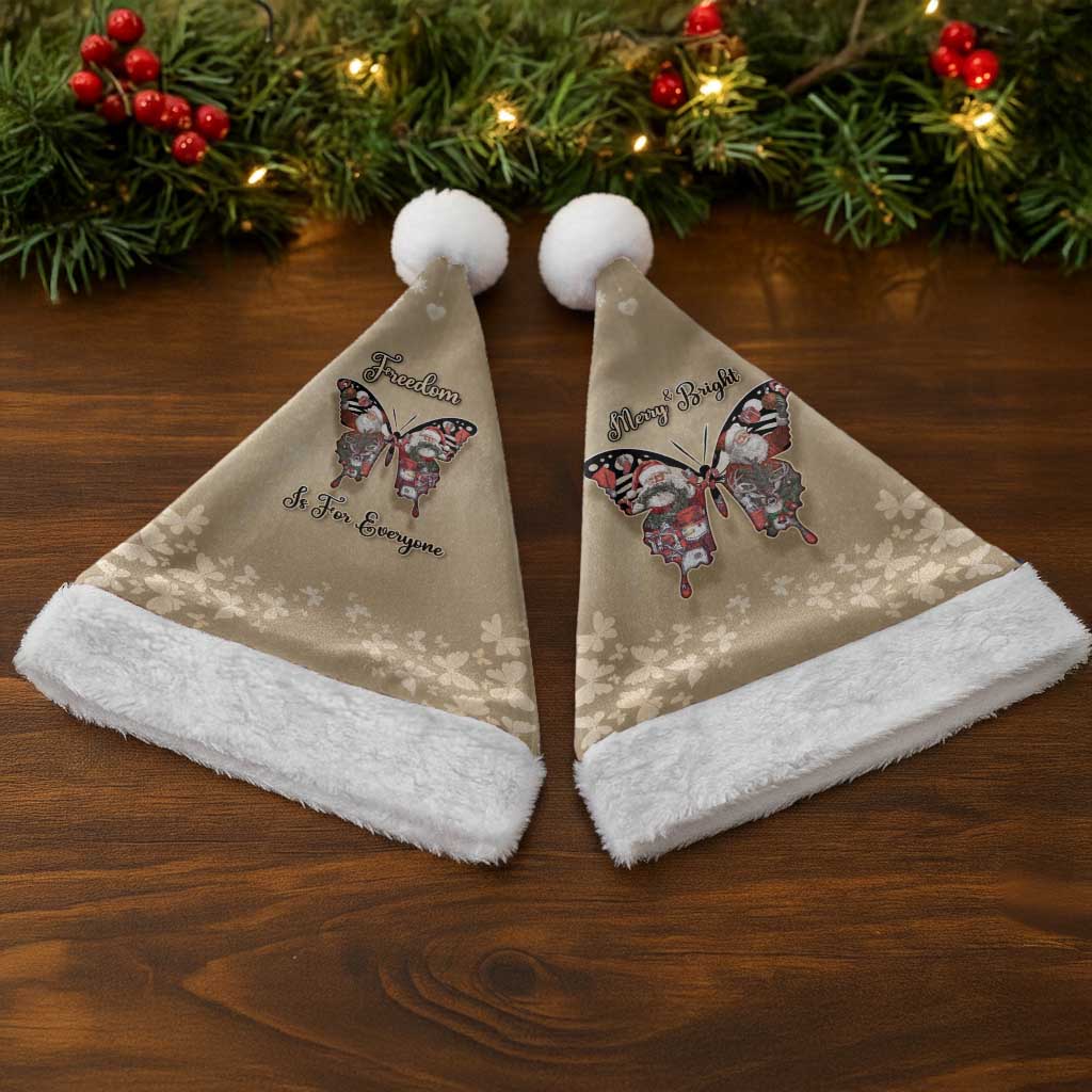 Butterfly Christmas Santa Hat Freedom Is For Everyone - Wonder Print Shop