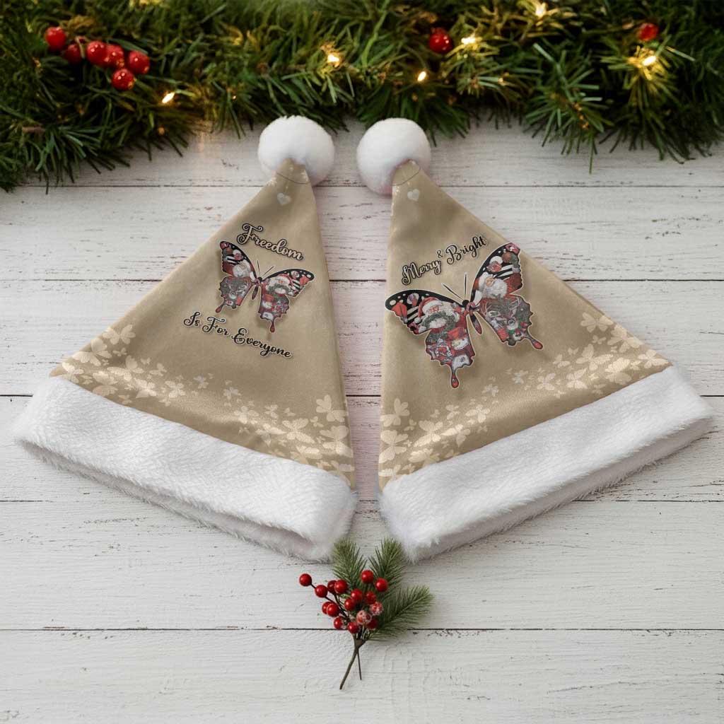 Butterfly Christmas Santa Hat Freedom Is For Everyone - Wonder Print Shop