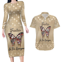 Butterfly Christmas Couples Matching Long Sleeve Bodycon Dress and Hawaiian Shirt Freedom Is For Everyone - Wonder Print Shop
