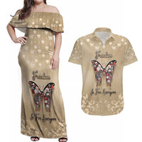 Butterfly Christmas Couples Matching Off Shoulder Maxi Dress and Hawaiian Shirt Freedom Is For Everyone - Wonder Print Shop