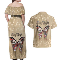 Butterfly Christmas Couples Matching Off Shoulder Maxi Dress and Hawaiian Shirt Freedom Is For Everyone - Wonder Print Shop