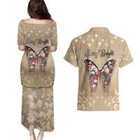 Butterfly Christmas Couples Matching Puletasi and Hawaiian Shirt Freedom Is For Everyone - Wonder Print Shop