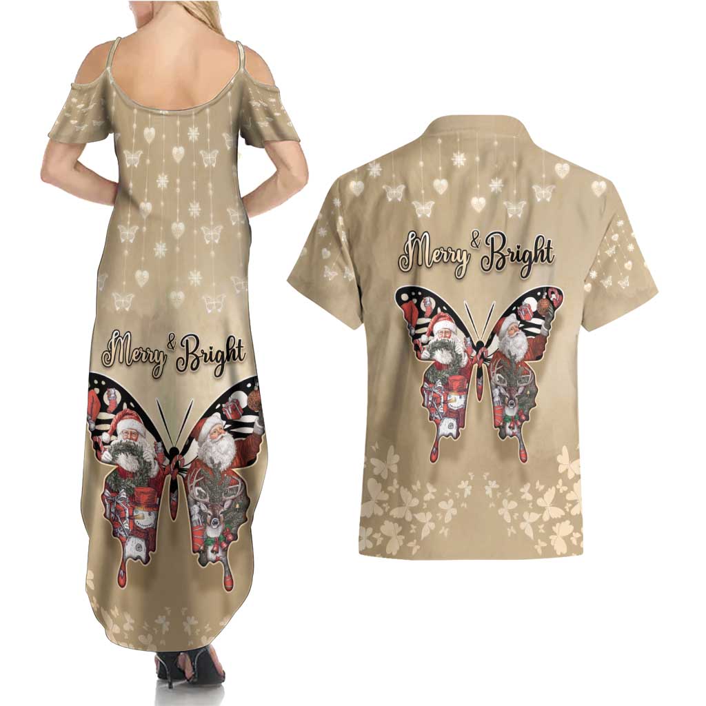 Butterfly Christmas Couples Matching Summer Maxi Dress and Hawaiian Shirt Freedom Is For Everyone - Wonder Print Shop