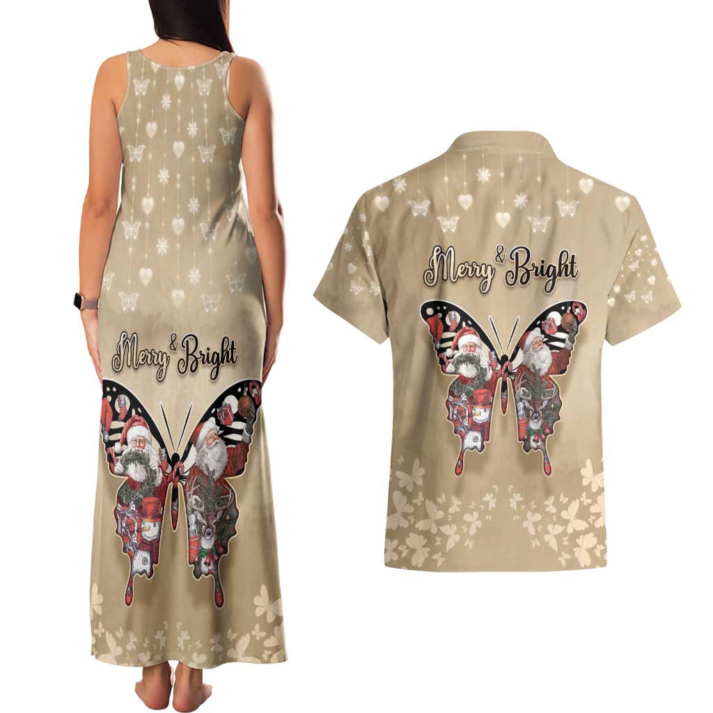 Butterfly Christmas Couples Matching Tank Maxi Dress and Hawaiian Shirt Freedom Is For Everyone - Wonder Print Shop