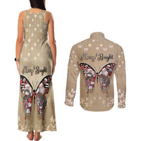 Butterfly Christmas Couples Matching Tank Maxi Dress and Long Sleeve Button Shirt Freedom Is For Everyone - Wonder Print Shop