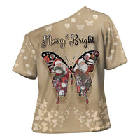 Butterfly Christmas Cross Shoulder Shirt Freedom Is For Everyone - Wonder Print Shop