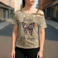 Butterfly Christmas Cross Shoulder Shirt Freedom Is For Everyone - Wonder Print Shop