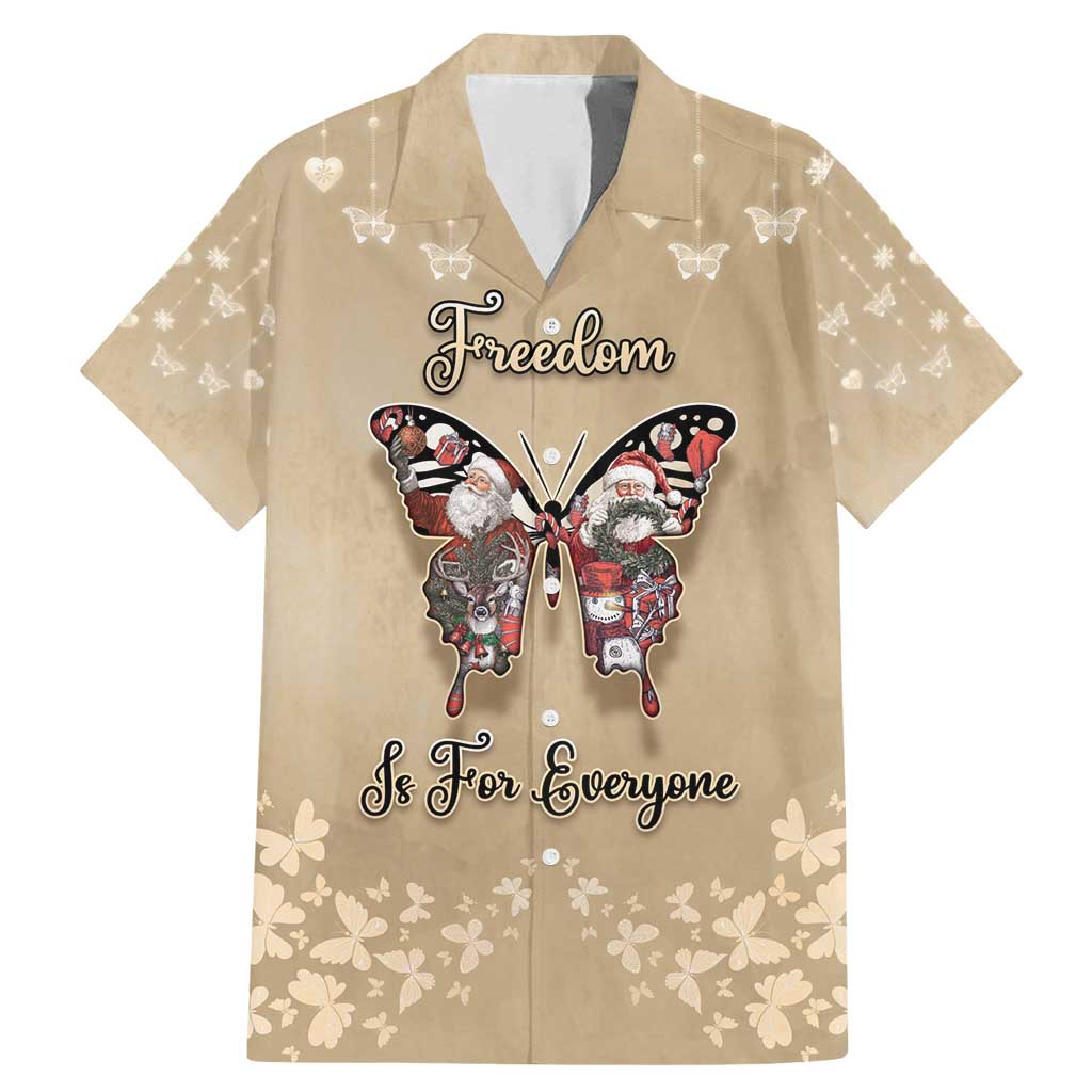 Butterfly Christmas Family Matching Mermaid Dress and Hawaiian Shirt Freedom Is For Everyone - Wonder Print Shop