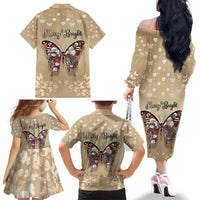Butterfly Christmas Family Matching Off The Shoulder Long Sleeve Dress and Hawaiian Shirt Freedom Is For Everyone - Wonder Print Shop