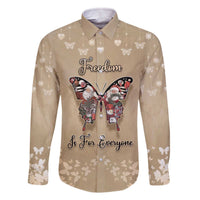 Butterfly Christmas Family Matching Off The Shoulder Long Sleeve Dress and Hawaiian Shirt Freedom Is For Everyone - Wonder Print Shop
