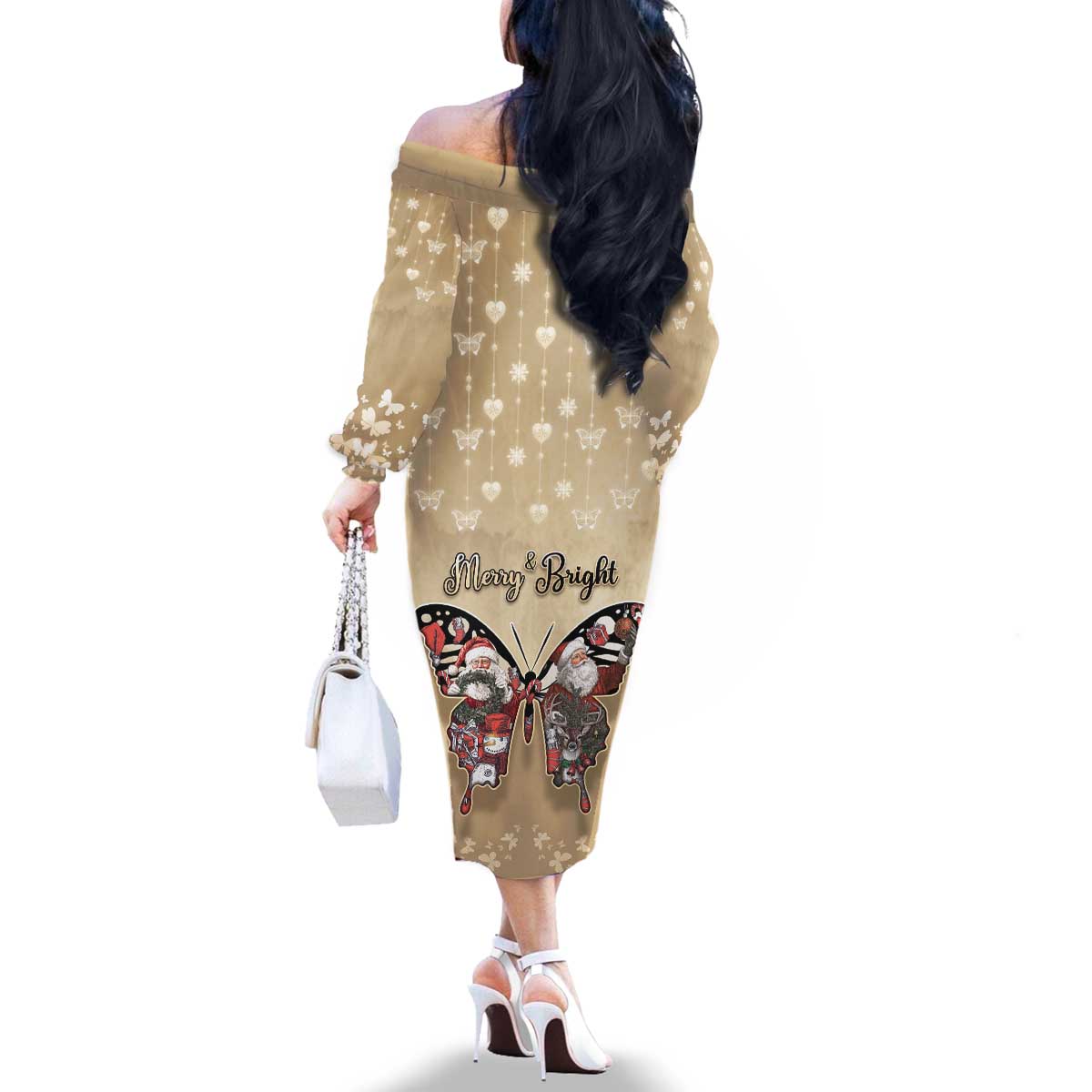 Butterfly Christmas Family Matching Off The Shoulder Long Sleeve Dress and Hawaiian Shirt Freedom Is For Everyone - Wonder Print Shop
