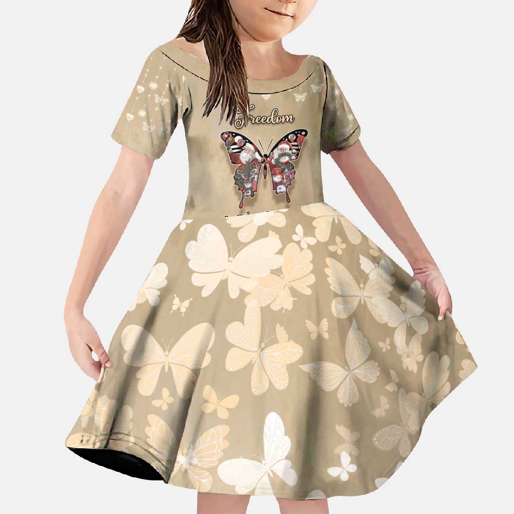 Butterfly Christmas Family Matching Off Shoulder Maxi Dress and Hawaiian Shirt Freedom Is For Everyone - Wonder Print Shop