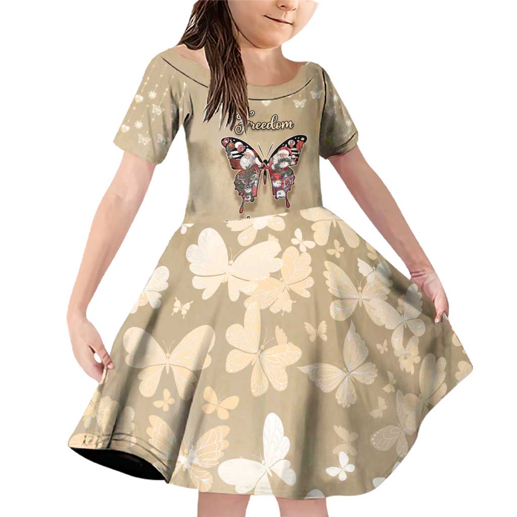 Butterfly Christmas Family Matching Off Shoulder Short Dress and Hawaiian Shirt Freedom Is For Everyone - Wonder Print Shop