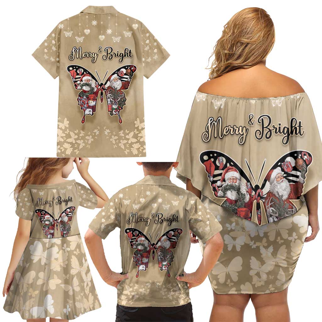 Butterfly Christmas Family Matching Off Shoulder Short Dress and Hawaiian Shirt Freedom Is For Everyone - Wonder Print Shop