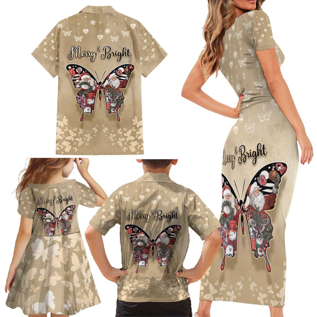 Butterfly Christmas Family Matching Short Sleeve Bodycon Dress and Hawaiian Shirt Freedom Is For Everyone - Wonder Print Shop
