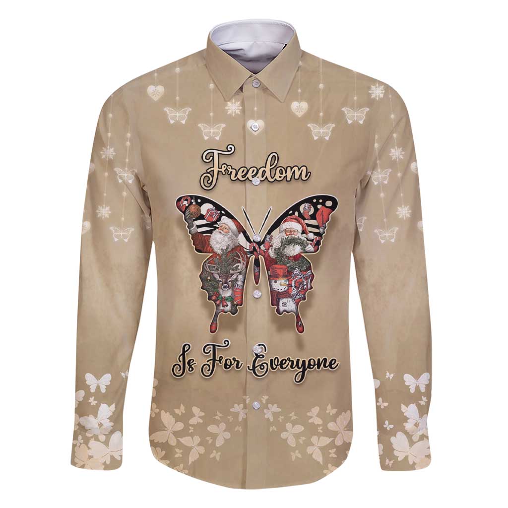 Butterfly Christmas Family Matching Short Sleeve Bodycon Dress and Hawaiian Shirt Freedom Is For Everyone - Wonder Print Shop